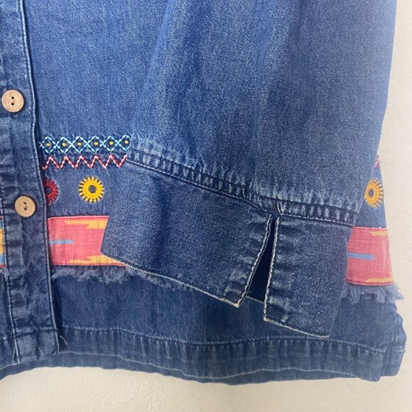 Vintage TY Wear Denim Button-Up‎ Jacket Womens XL Embroidered Aztec Western - Picture 5 of 13